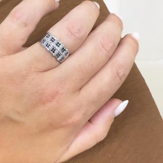 Bague Or blanc 18ct Diamant blanc et noir