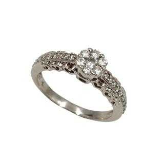 Bague Or Blanc 18 Ct & Diamants