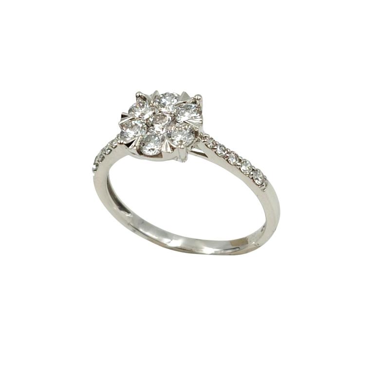 Bague Or Blanc 18 Ct & Diamants