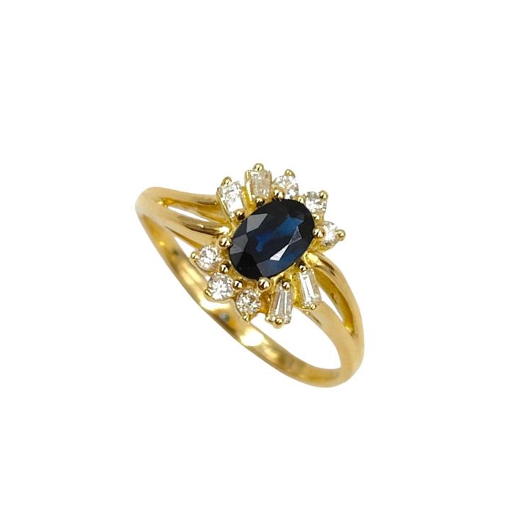 Bague Or 18 Ct Diamants&Saphir