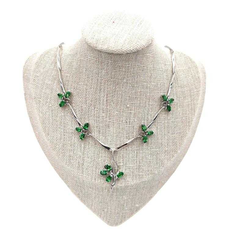 Collier Or Blanc 14 Ct & Tourmalines