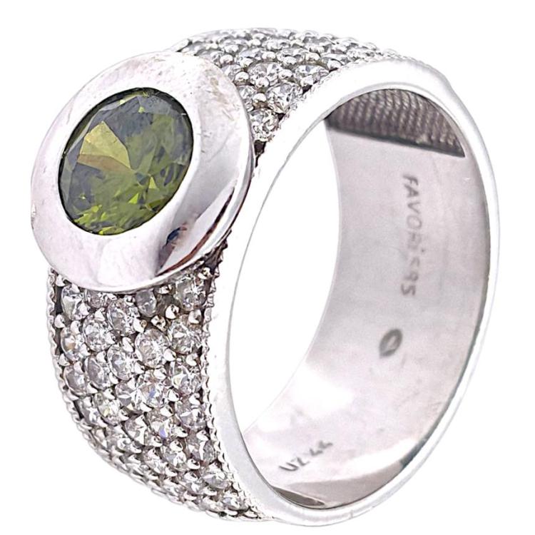BAGUE OR BLANC 14 CT