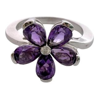 Bague Lionel Meylan Or 18Ct Fleur Amethyste & Brillant