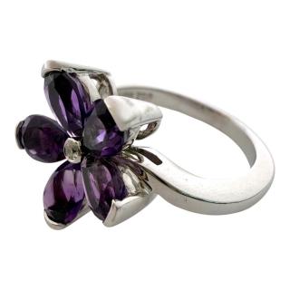 Bague Lionel Meylan Or 18Ct Fleur Amethyste & Brillant