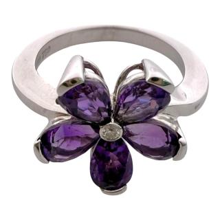 Bague Lionel Meylan Or 18Ct Fleur Amethyste & Brillant