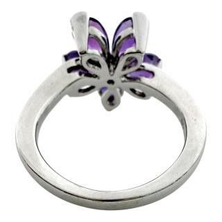 Bague Lionel Meylan Or 18Ct Fleur Amethyste & Brillant