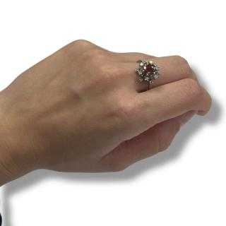 Bague or blanc 18ct diamant et tourmaline