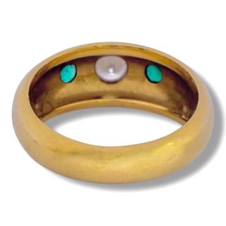 Bague Or 18ct Diamant & Emeraudes