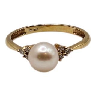 BAGUE OR JAUNE 18 CT ET PERLE