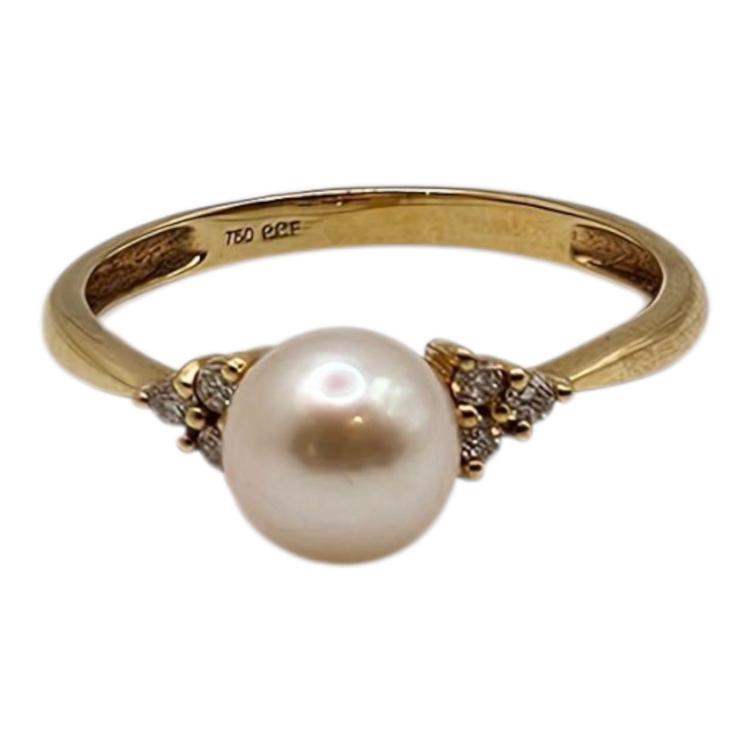 BAGUE OR JAUNE 18 CT ET PERLE