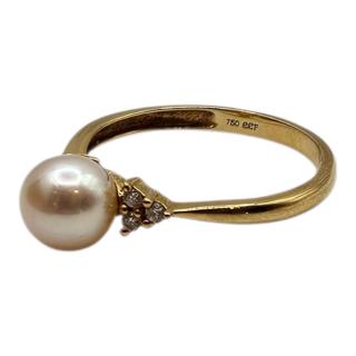 BAGUE OR JAUNE 18 CT ET PERLE
