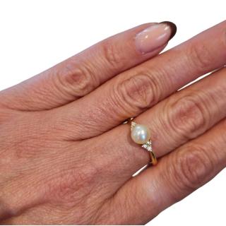 BAGUE OR JAUNE 18 CT ET PERLE