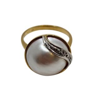 BAGUE OR JAUNE 18 CT ET PERLE