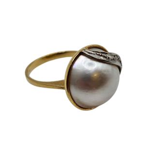 BAGUE OR JAUNE 18 CT ET PERLE