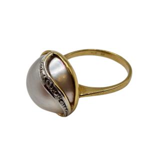 BAGUE OR JAUNE 18 CT ET PERLE