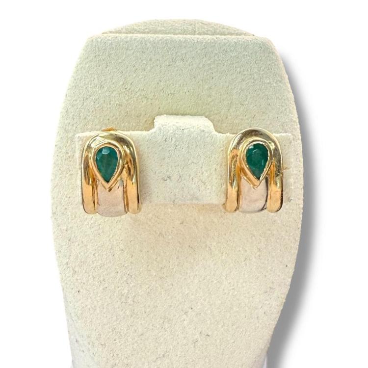 Boucles D'Oreilles Or 18 ct & Emeraude