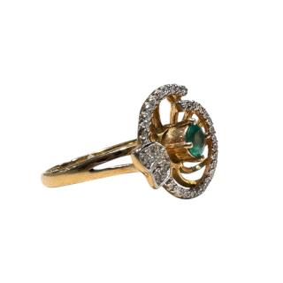 BAGUE OR 9K 2.67GRS T 54 DIAMANTS EMERAUDE