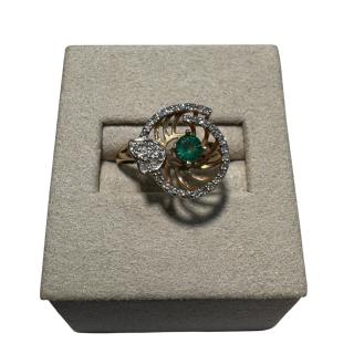 BAGUE OR 9K 2.67GRS T 54 DIAMANTS EMERAUDE