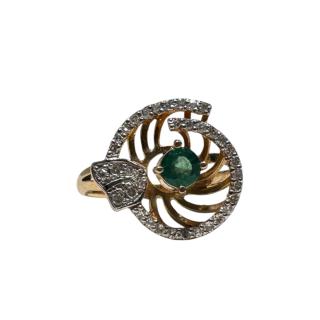 BAGUE OR 9K 2.67GRS T 54 DIAMANTS EMERAUDE