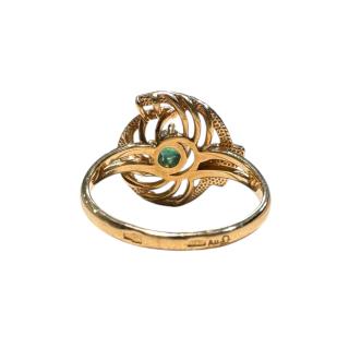 BAGUE OR 9K 2.67GRS T 54 DIAMANTS EMERAUDE
