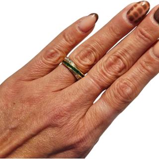 BAGUE OR JAUNE 18 CT DIAMANTS ET ÉMERAUDES
