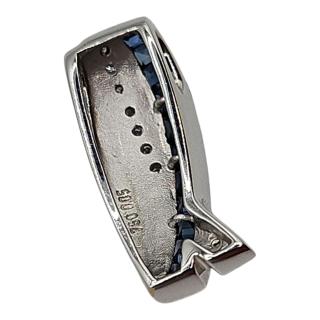 PENDENTIF OR BLANC 18 CT DIAMANTS ET SAPHIRS
