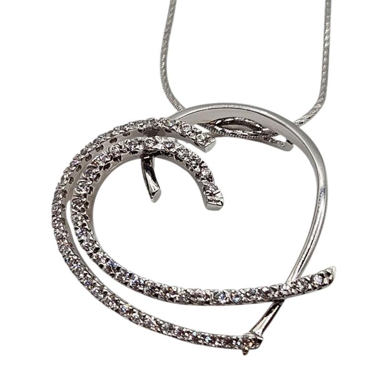 COLLIER OR BLANC 18 CT ET PENDENTIF DIAMANTS