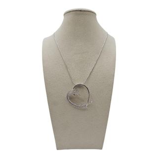 COLLIER OR BLANC 18 CT ET PENDENTIF DIAMANTS