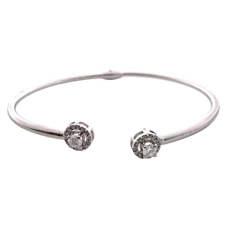 Bracelet Jonc Or Blanc 18ct & Diamants