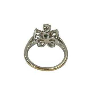 Bague Or Blanc, Diamants et Emeraude
