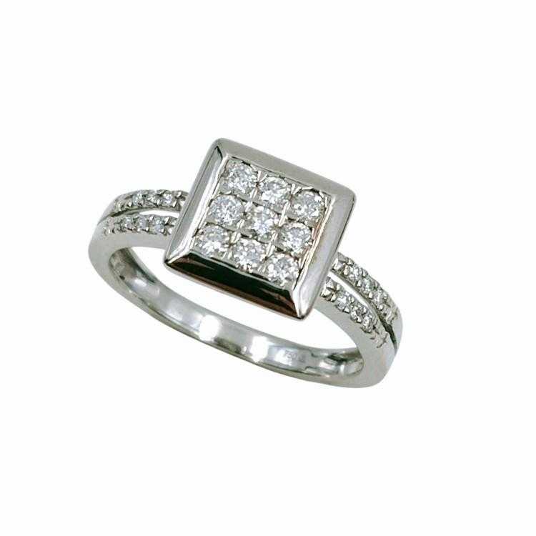Bague Or Blanc 18 Ct & Diamants