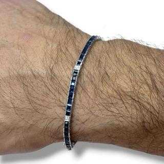 Bracelet or blanc 18ct avec diamants et saphirs