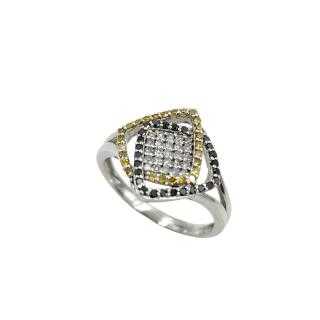 Bague Or Blanc 14 Ct & Diamants