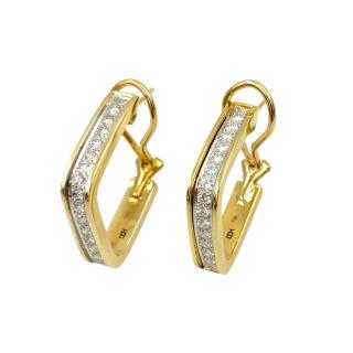 Boucles d'Oreilles Or Jaune 18 Ct & Diamants