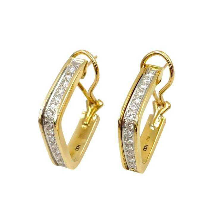 Boucles d'Oreilles Or Jaune 18 Ct & Diamants