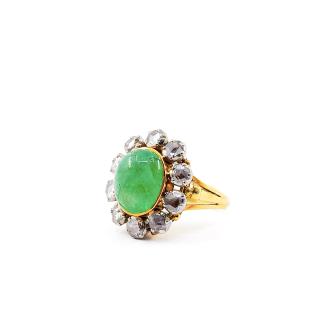 Bague Or Jaune 18k Vintage Emeraud Diamants