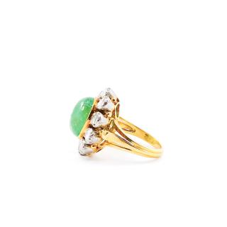 Bague Or Jaune 18k Vintage Emeraud Diamants