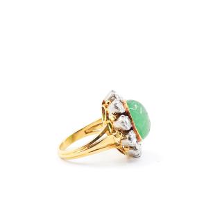 Bague Or Jaune 18k Vintage Emeraud Diamants