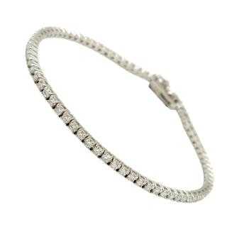 Bracelet Or Blanc 18 Ct & Diamants