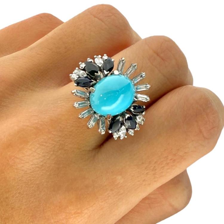 Bague Or 18ct Diamants & Saphirs