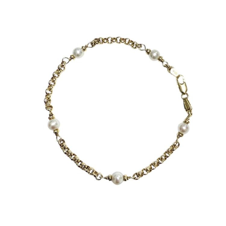 Bracelet Or jaune 18ct et Perles