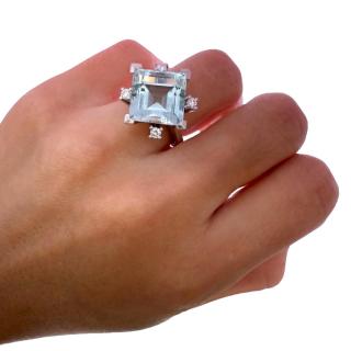 Bague Or 18ct Diamants & Aigue Marine