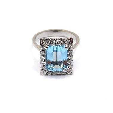 Bague Or gris 18k Aigue-Marine & Diamants