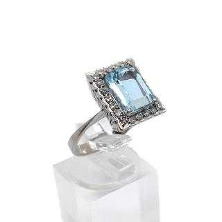 Bague Or gris 18k Aigue-Marine & Diamants