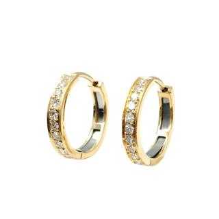 Boucles d'Oreilles Or Jaune 18 Ct & Diamants