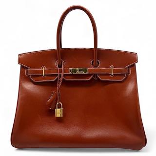 Sac à main Hermès Birkin 35 en Cuir Box Rouge Brique