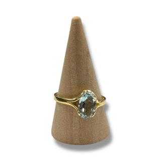 Bague or jaune 18ct avec pierre bleu synthétique
