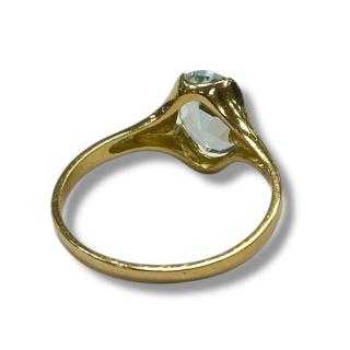 Bague or jaune 18ct avec pierre bleu synthétique