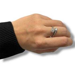 Bague or blanc 18ct zircons