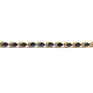 Bracelet Or Jaune 14k Saphirs & Diamants